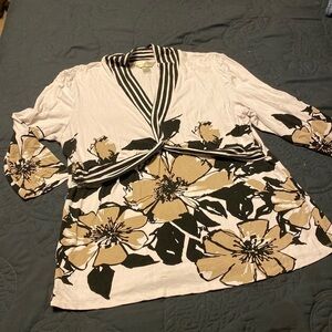 Christopher & Banks V-neck T-shirt twist tie at bust rayon & spandex